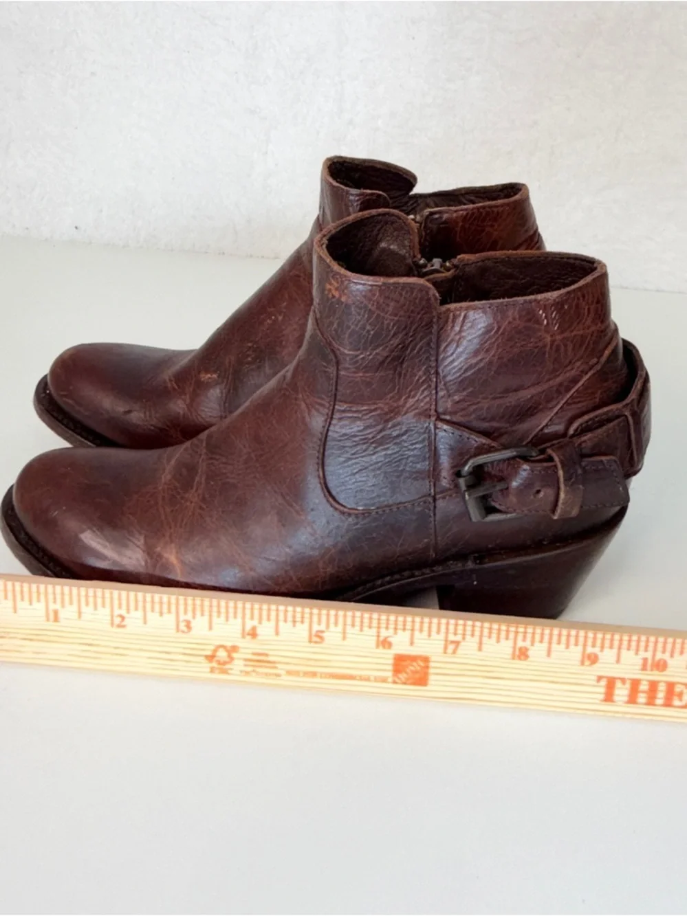 JB Dillon Brown Leather Western Ankle Boots Buckle Moto Cowboy Size 7.5 western